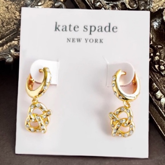 KATE SPADE • Dashing Beauty Pretzel Drop Huggies Earrings - Picture 3 of 3